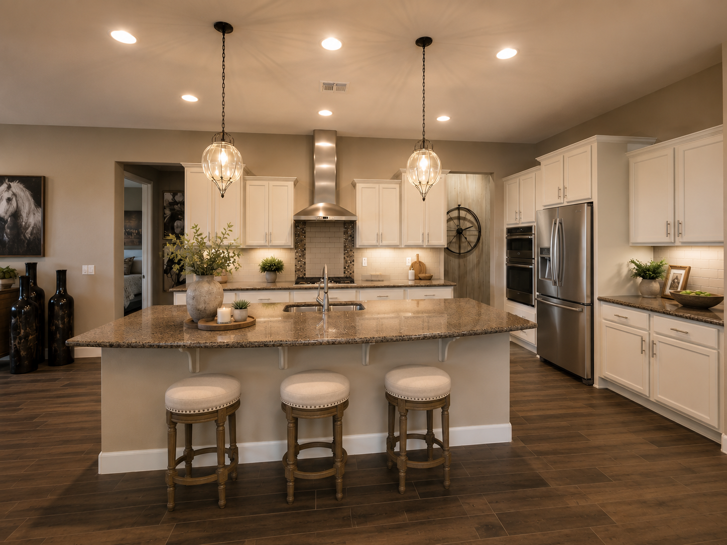 Bright refinished Arizona kitchen with professionally sprayed light cabinetry